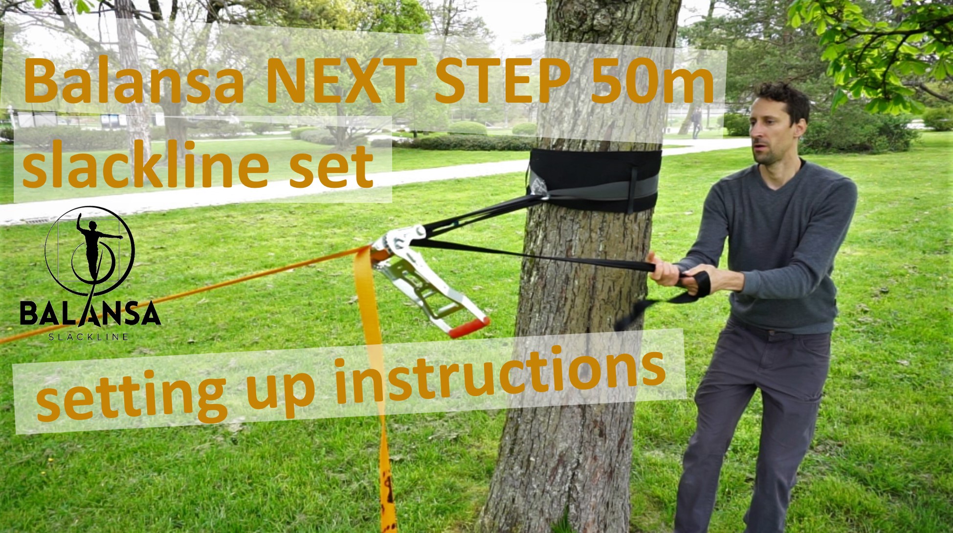 Tensioning and releasing a slackline with a pretensioning system